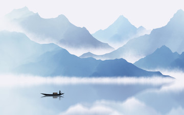 抽象意境水墨山水畫