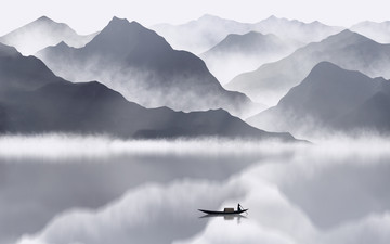 抽象意境水墨山水畫