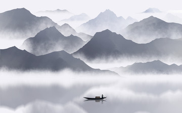 新中式意境水墨山水畫
