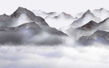 抽象意境云霧山水畫(huà)