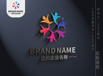 大氣傳媒六色小人logo標(biāo)志