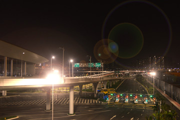 港珠澳大桥公路口岸路桥建筑夜景