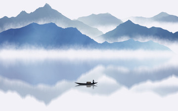 中式水墨山水畫