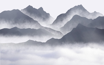 抽象意境云霧山水畫