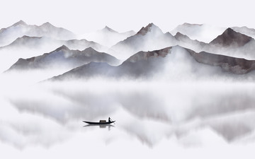 新中式水墨山水畫
