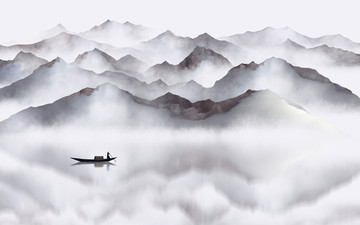 抽象意境水墨山水畫