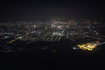 沈阳机场及沈阳市区夜景全景俯瞰