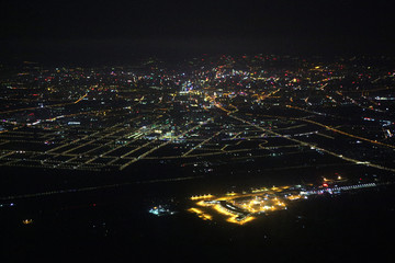 沈阳机场及沈阳市区夜景全景俯瞰