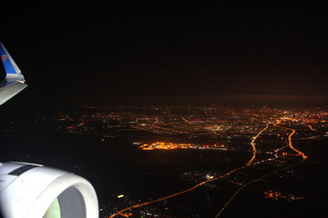 沈阳机场及沈阳市区夜景全景俯瞰