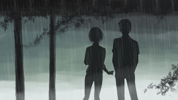 情侶雨中涼亭