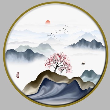 抽象水墨意境山水装饰画