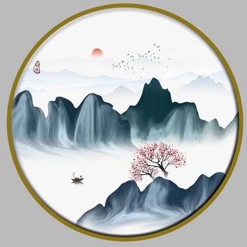 意境水墨山水画