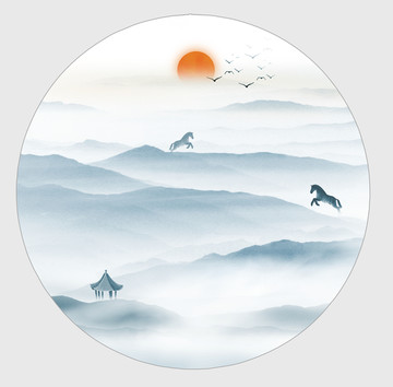 新中式水墨山水畫