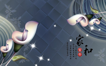 家和富貴唯美蘭花立體背景墻