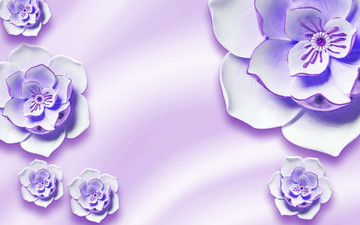 紫色花瓣浮雕花卉背景墙