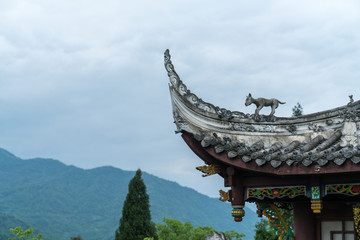 中国四川成都青城山上的传统建筑