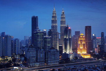 吉隆坡双子塔城市风光夜景