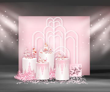 白粉色婚礼梦幻甜品区