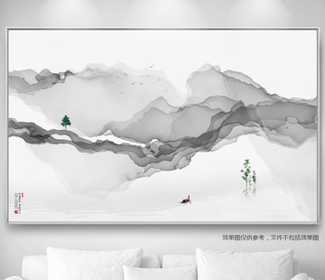 新中式藝術(shù)抽象水墨背景墻