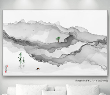 超大型豎幅山水掛畫裝飾畫