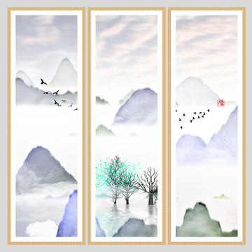 意境抽象畫(huà)彩墨山水畫(huà)