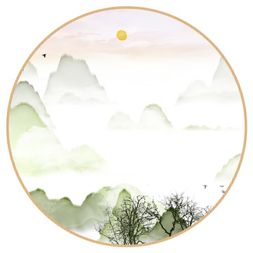 中國水彩水墨裝飾畫
