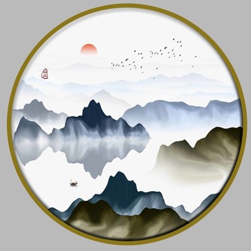 水墨山