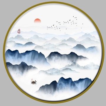 鸿运当头山水画