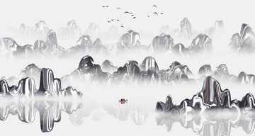 新中式抽象意境山水畫(huà)