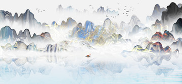 新中式抽象山水畫大氣山水裝飾畫