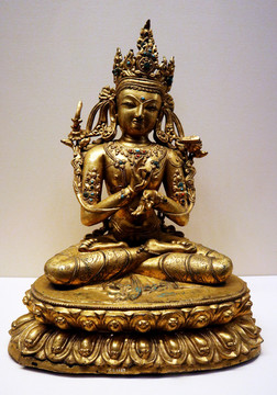 鎏金铜文殊菩萨坐像