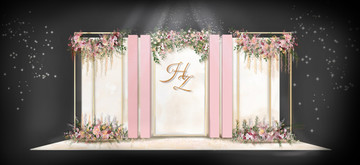 極簡(jiǎn)香檳粉婚禮迎賓區(qū)