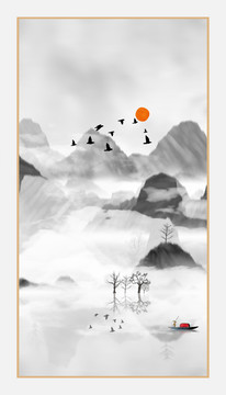 藝術(shù)裝飾抽象山水掛畫