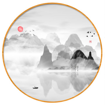 意境抽象畫彩墨山水畫