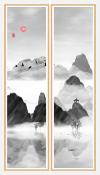 藝術(shù)裝飾抽象山水掛畫