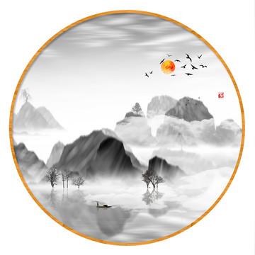 水墨山水無框畫