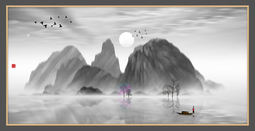 水墨裝飾水彩畫(huà)