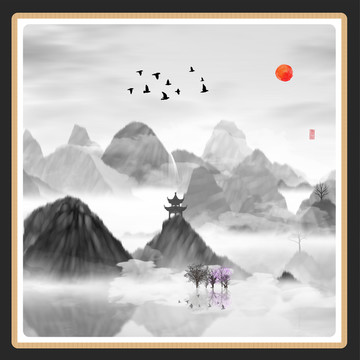 藝術(shù)裝飾抽象山水掛畫