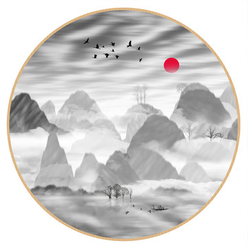 現代抽象水墨山水畫