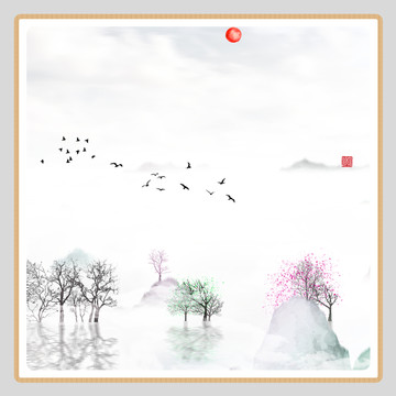 藝術(shù)裝飾抽象山水掛畫