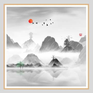 現(xiàn)代水墨水彩抽象油畫