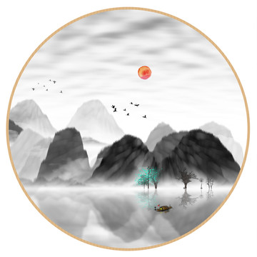 水墨山水無框畫