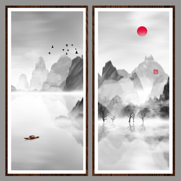 藝術(shù)裝飾抽象山水掛畫