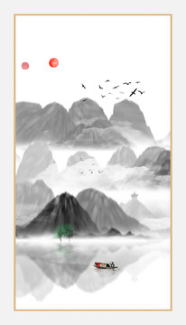 藝術(shù)裝飾抽象山水掛畫