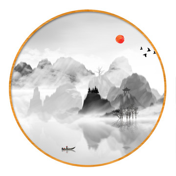 中國水彩水墨裝飾畫