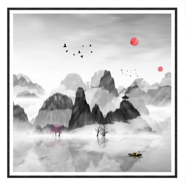 藝術(shù)裝飾抽象山水掛畫