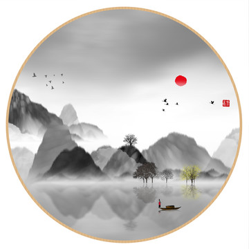 中國水彩水墨裝飾畫