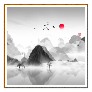 現(xiàn)代水墨水彩抽象油畫