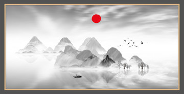 水墨山水無框畫