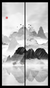 意境抽象畫彩墨山水畫